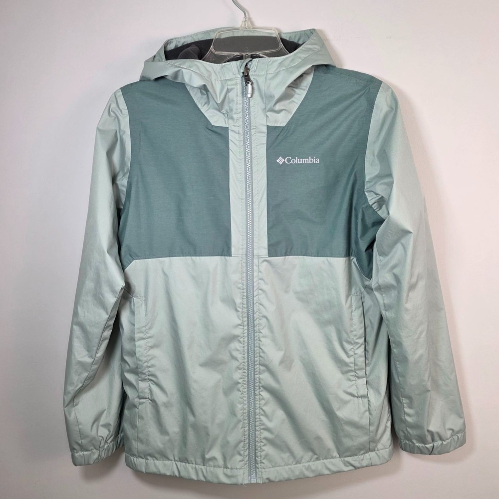 Columbia Jacket Boys' Size L 14-16 Rainy Trails Fleece Lined Omni-Tech Hooded